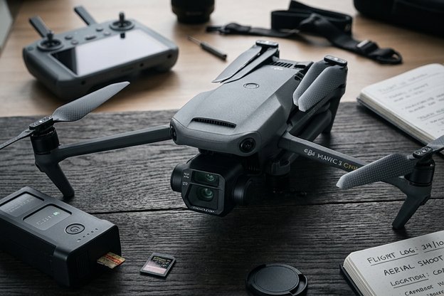 Professional camera drone close up